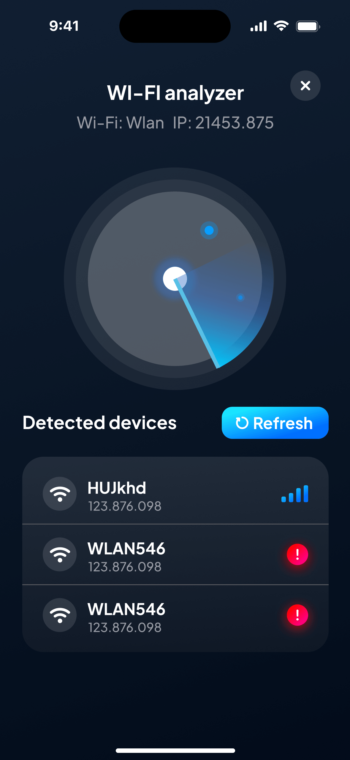 NoSpy — Wi-Fi analyzer with signal radar and detected devices
